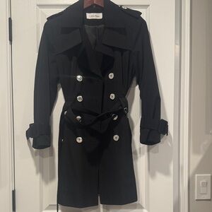 Calvin Klein Women's Black Double-Breasted Rain Coat